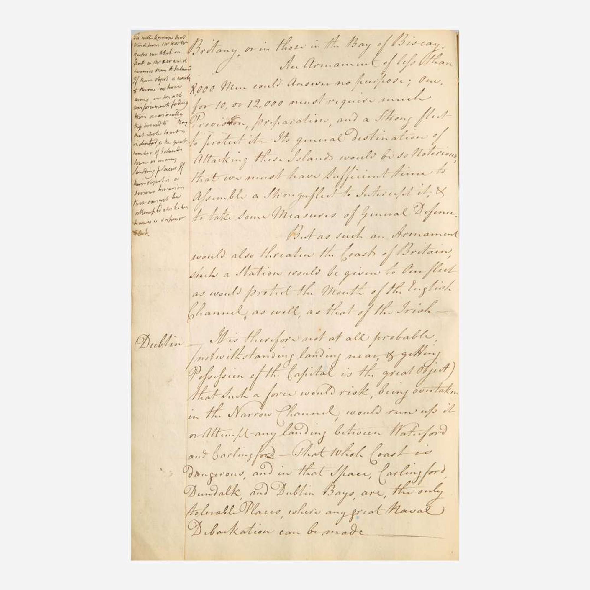 [American Revolution] [Clinton, Henry] (Dundas, David) Plan of Defence for Ireland