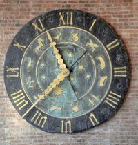 A Zinc Zodiac Clock Face from the Schlitz Brewery 90.5" W x 4.5" D x 90.5" H — United States, Late 19th Century