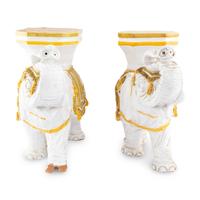 A Pair of Italian Glazed Terracotta Elephant-Form Garden Seats