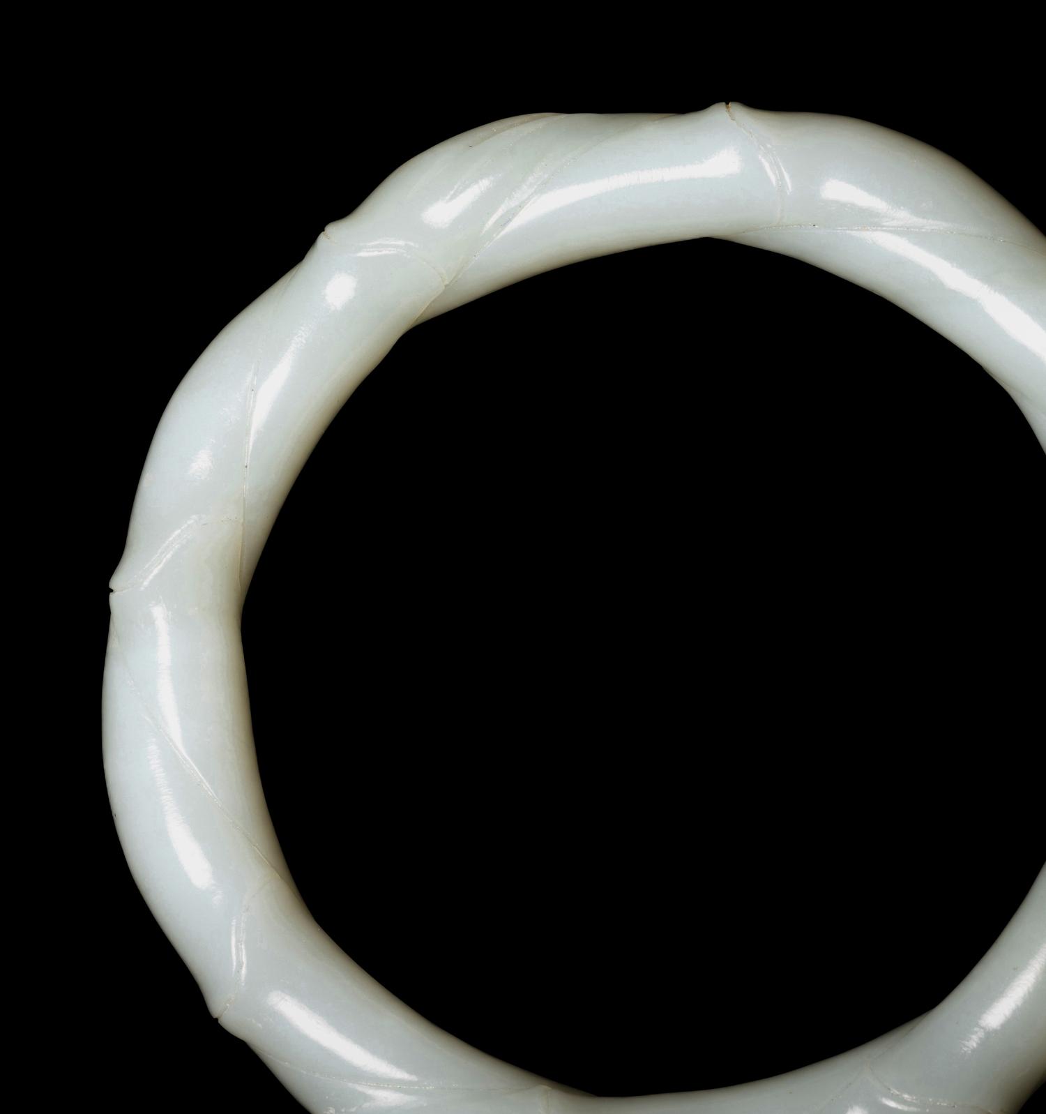 A Pale Celadon Jade 'Bamboo' Bangle