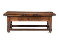 A Swiss Baroque Walnut and Hollywood Marquetry Draw-Leaf Table