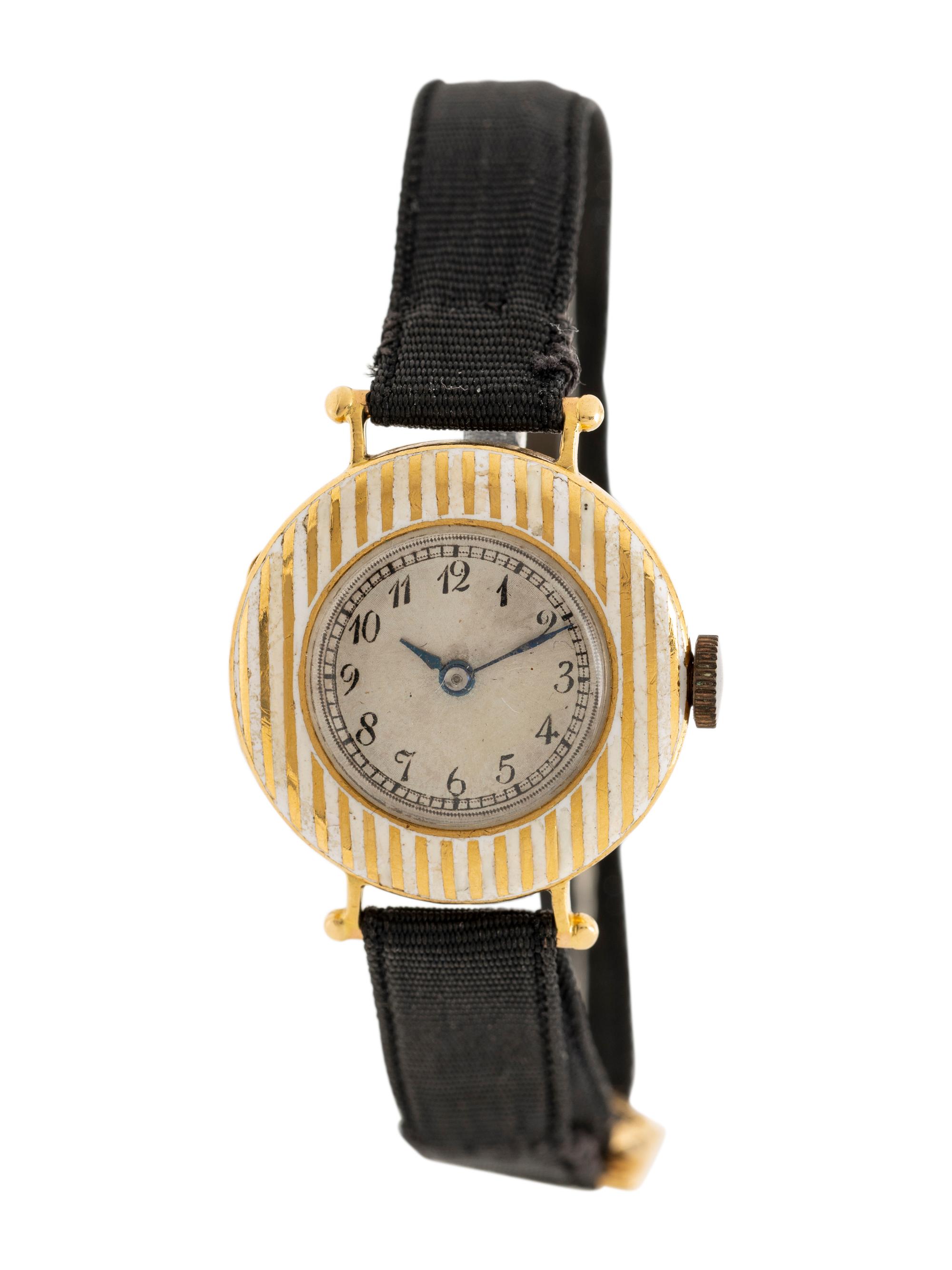 ENGLISH, 18K YELLOW GOLD AND ENAMEL WATCH