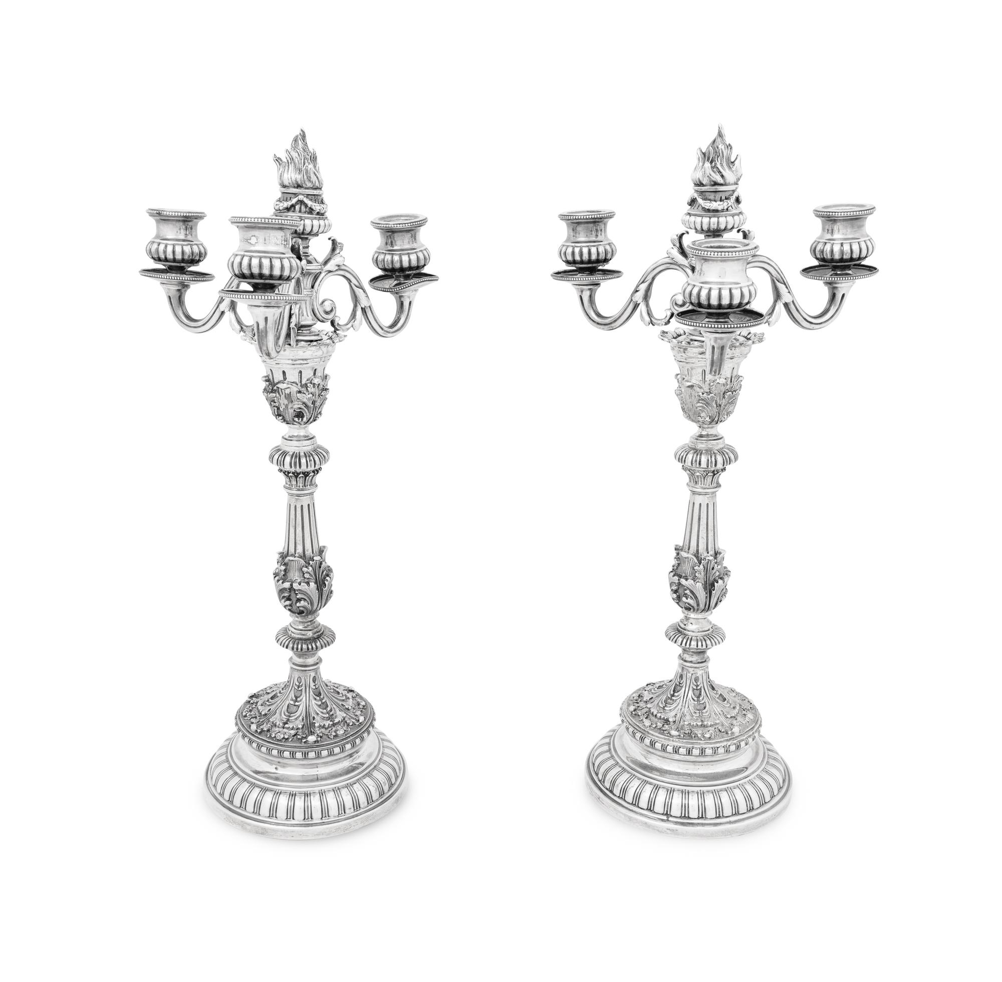 A Pair of Buccellati Silver Candlesticks