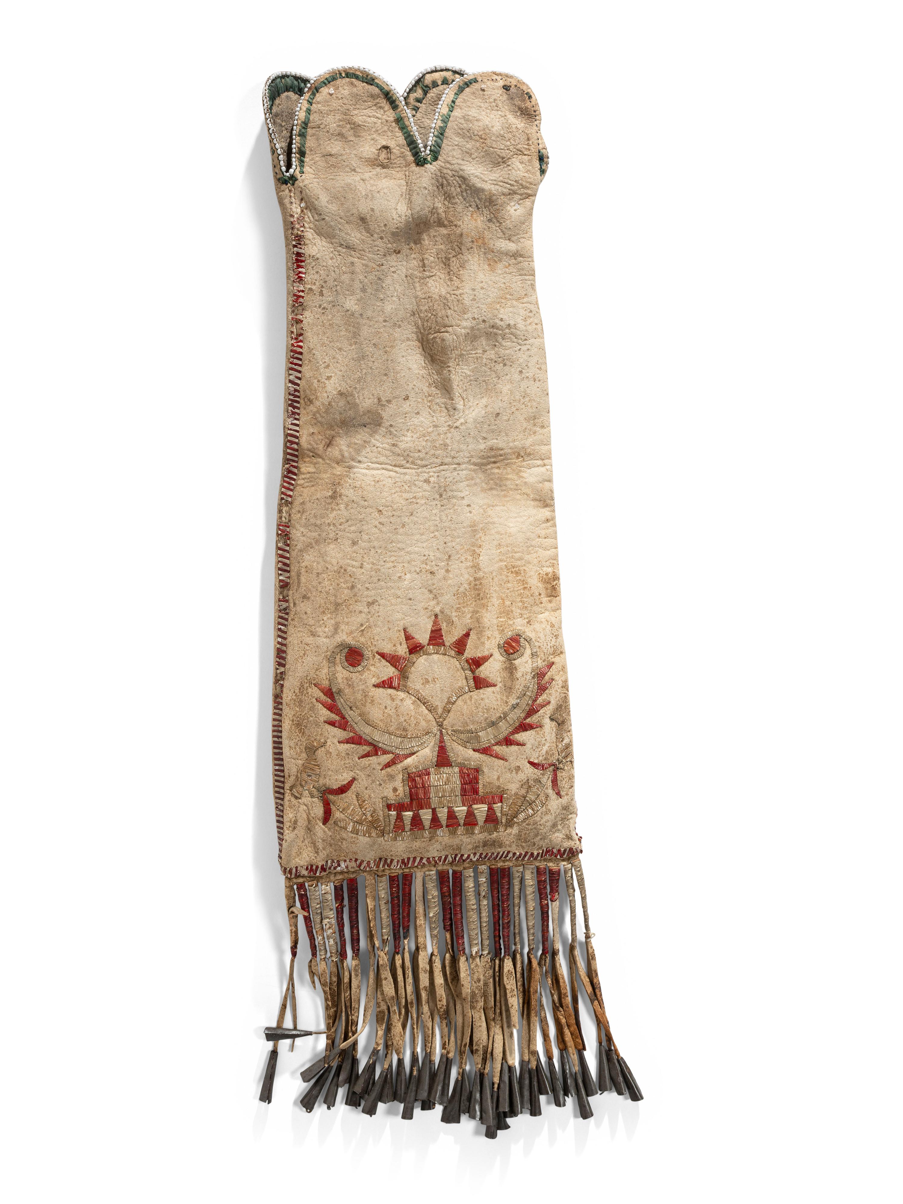 Eastern Sioux Quilled Hide Tobacco Bag, Published