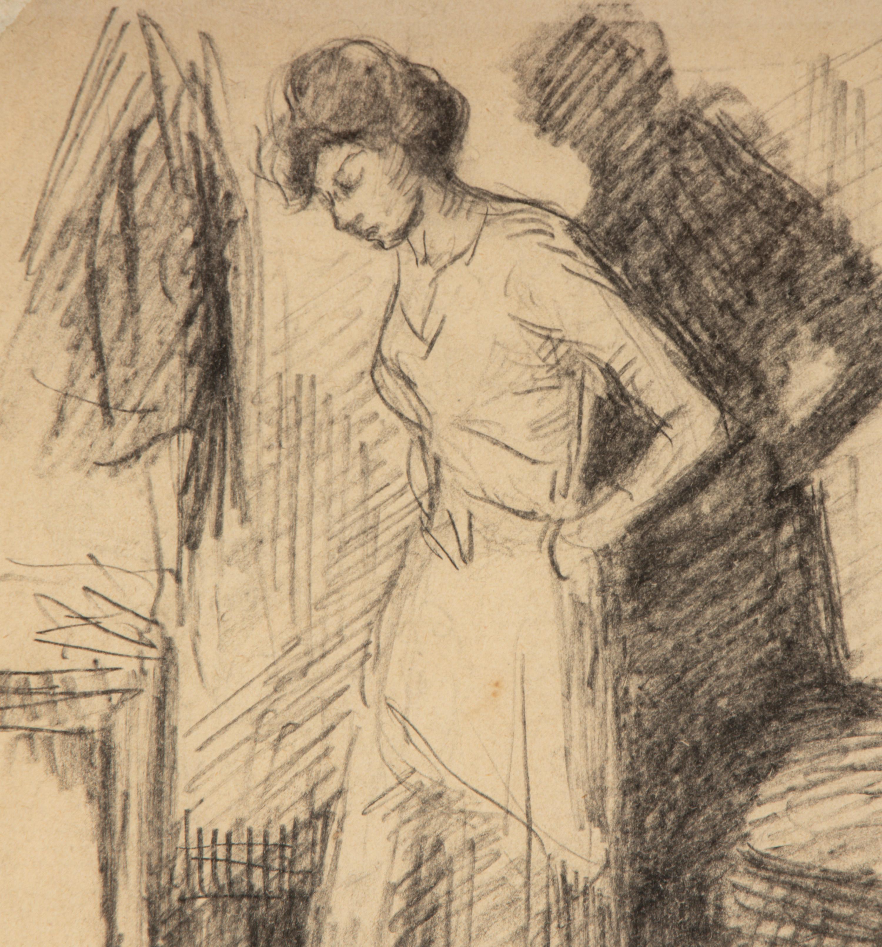 Maximilien Luce (French, 1858-1941) — La Toilette (a double-sided drawing)