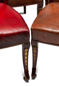 A Set of Twelve Baltic Neoclassical Style Leather-Upholstered Mahogany Dining Chairs
