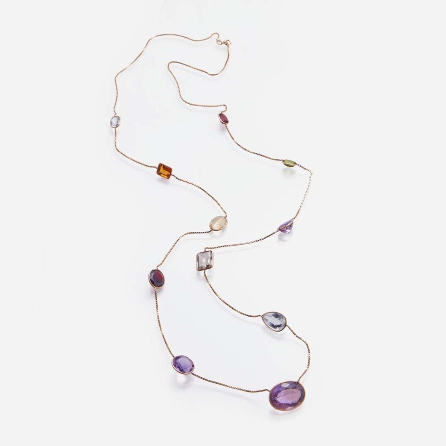 A 14K Yellow Gold and Gemstone Necklace