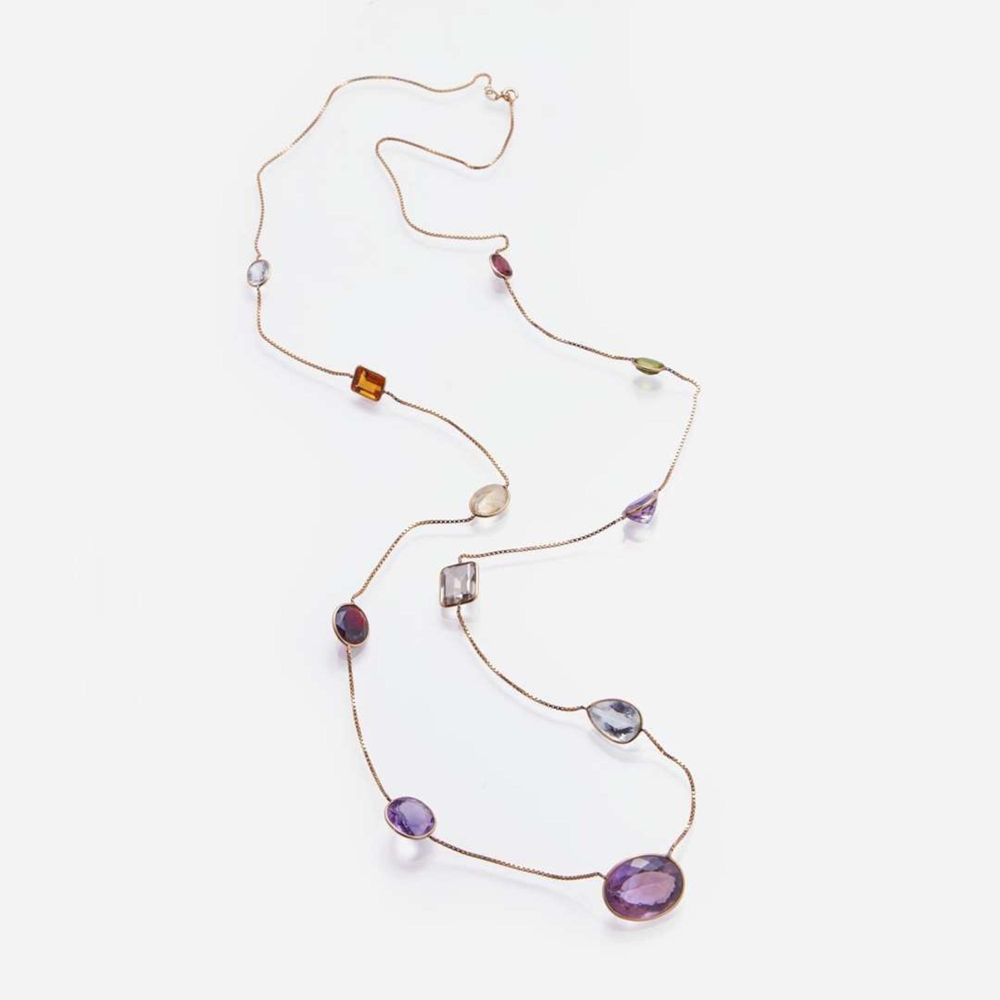 A 14K Yellow Gold and Gemstone Necklace
