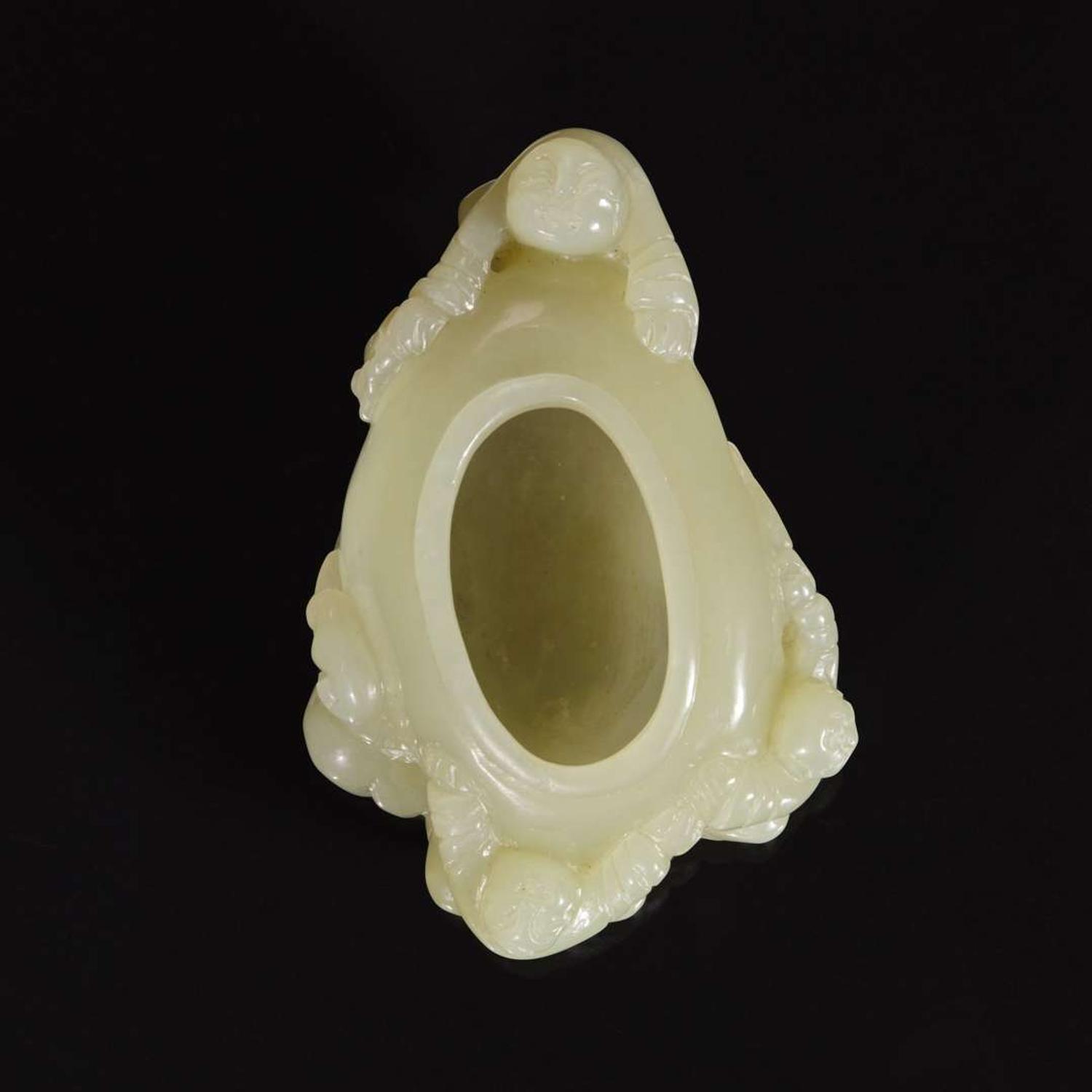 A Chinese carved creamy-white jade "Boys" coupe 白玉童子水盂 19th century or later ???????