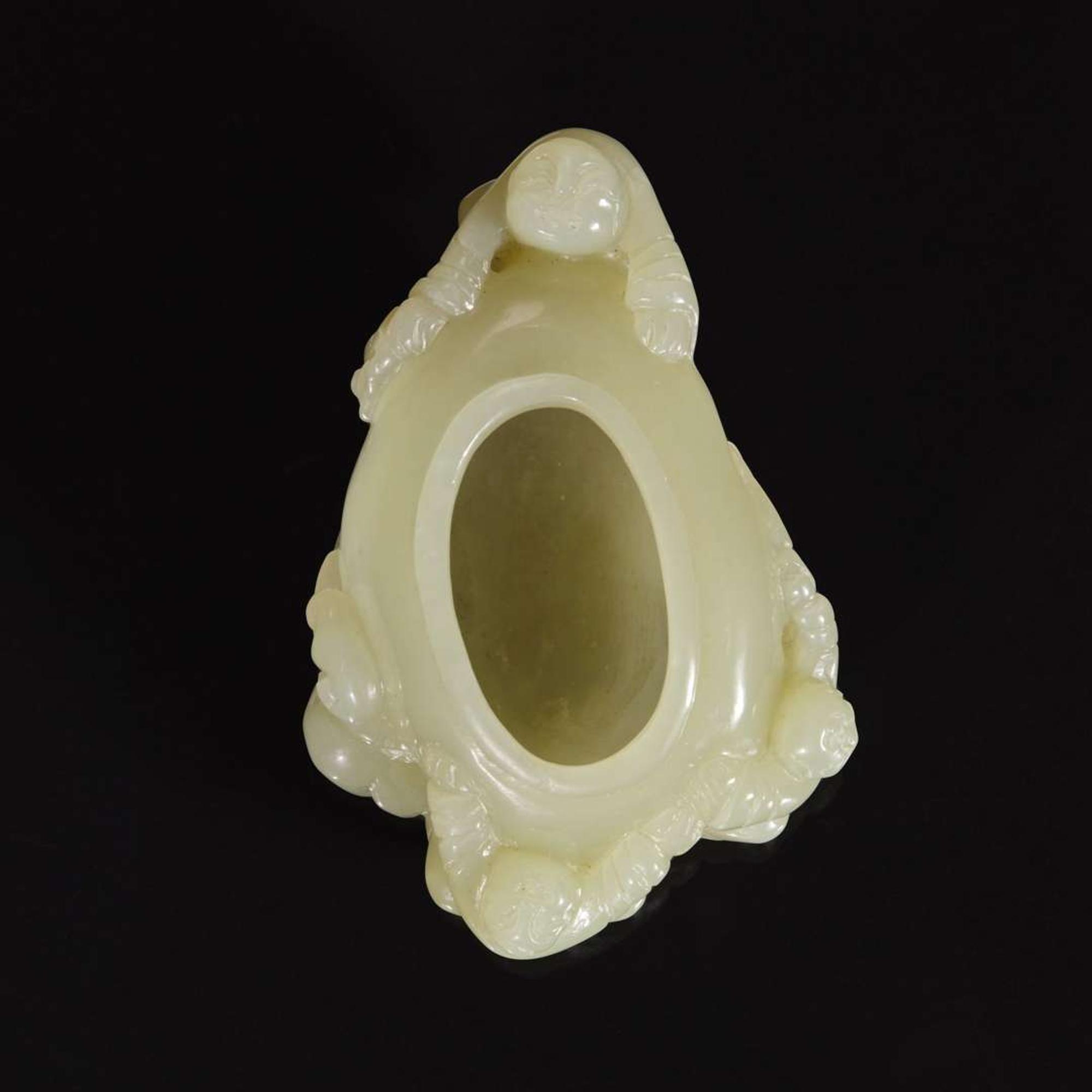 A Chinese carved creamy-white jade "Boys" coupe 白玉童子水盂 19th century or later ???????