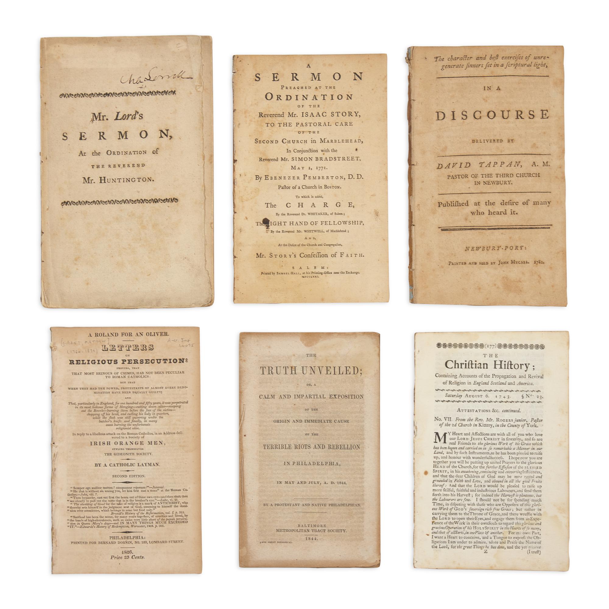 [Religion] Group of 6 American Pamphlets on Religious Subjects, 1743-1844