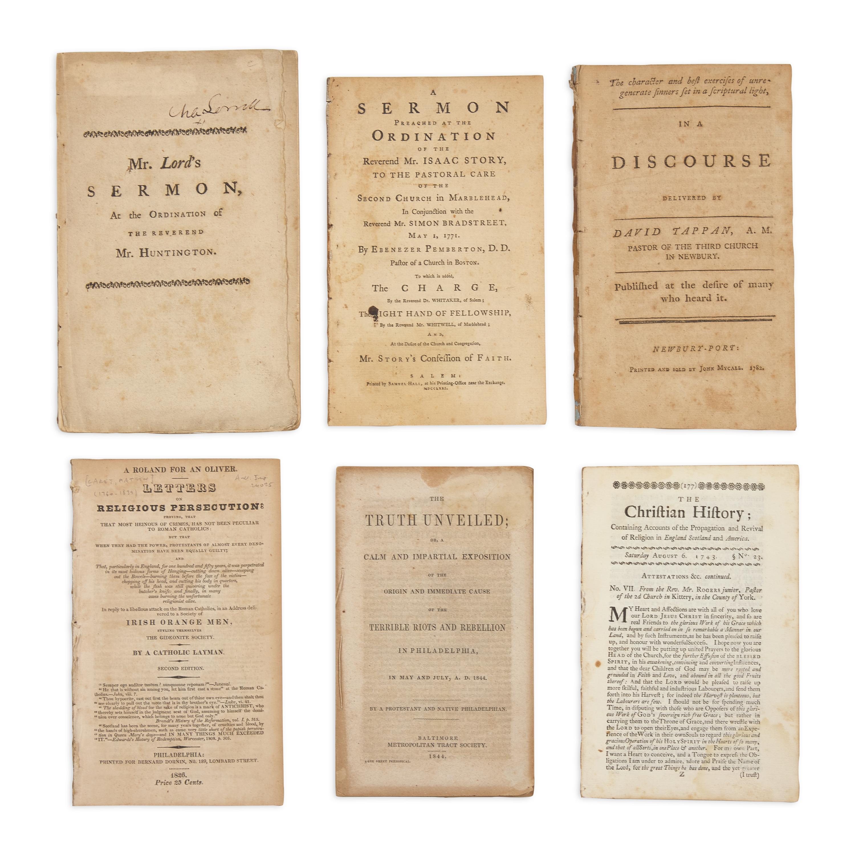 [Religion] Group of 6 American Pamphlets on Religious Subjects, 1743-1844