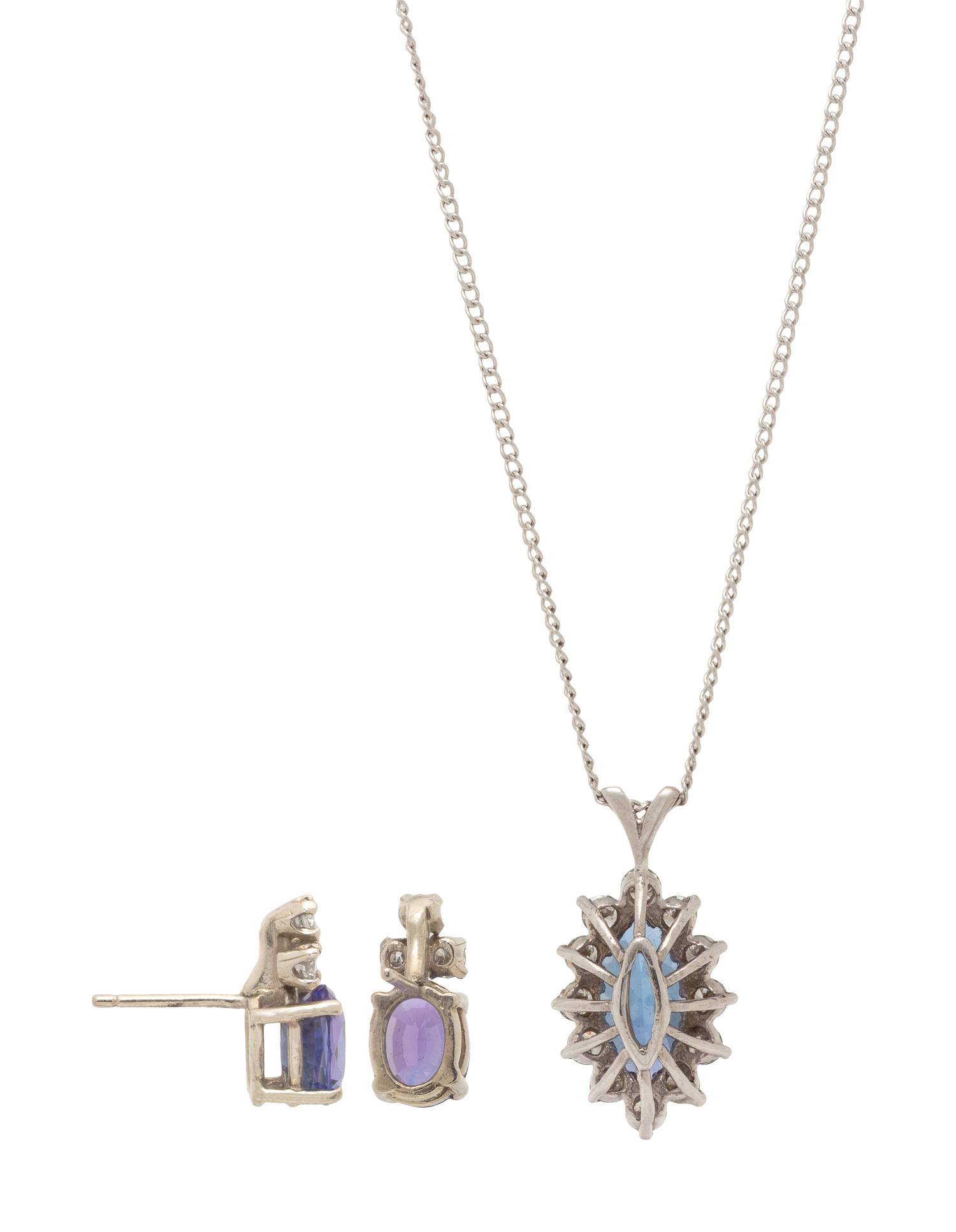 TANZANITE AND DIAMOND NECKLACE AND EARRINGS