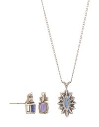 TANZANITE AND DIAMOND NECKLACE AND EARRINGS