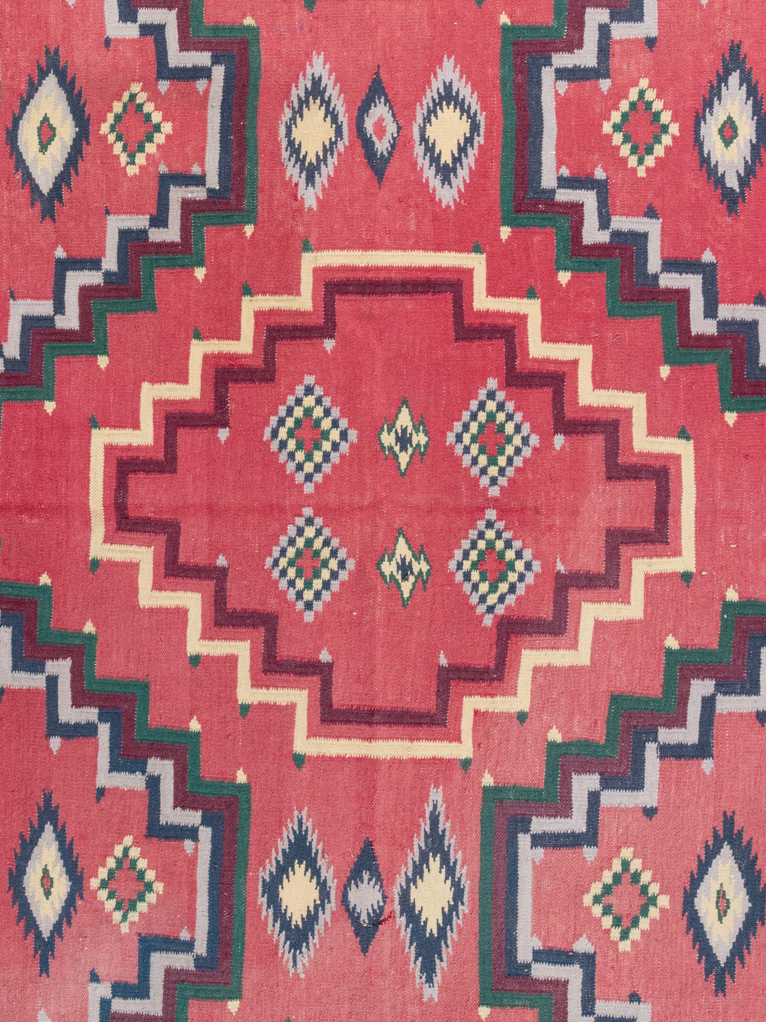 An Indian Wool Navajo Style Rug Retailed by Ralph Lauren