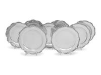 Eight Mexican Silver Bread Plates