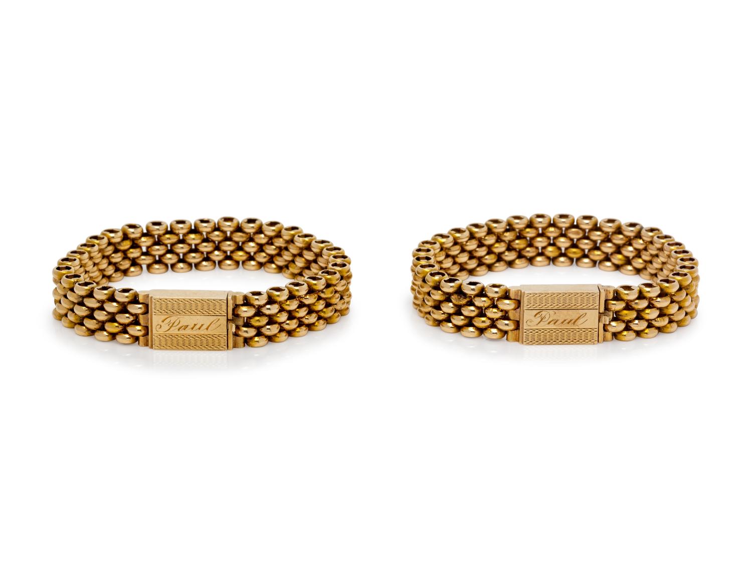A Pair of Victorian Yellow Gold Baby Bracelets, Circa 1859,