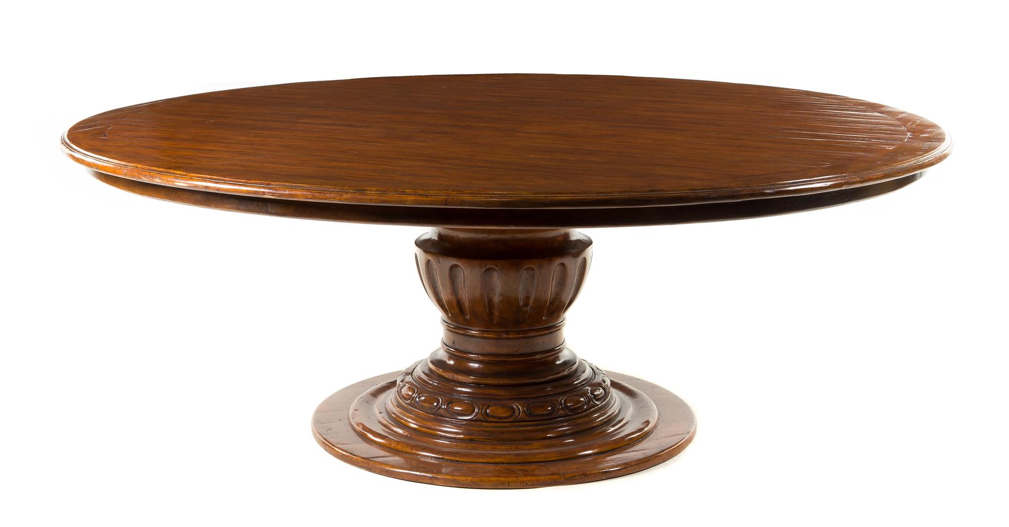 A Regency Style Mahogany Dining Table Height 28 3/4 x diameter of top 78 inches. — EDWARD FERRELL, 20TH CENTURY