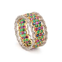 BUCCELLATI, BICOLOR GOLD, EMERALD, SAPPHIRE, AND RUBY BAND