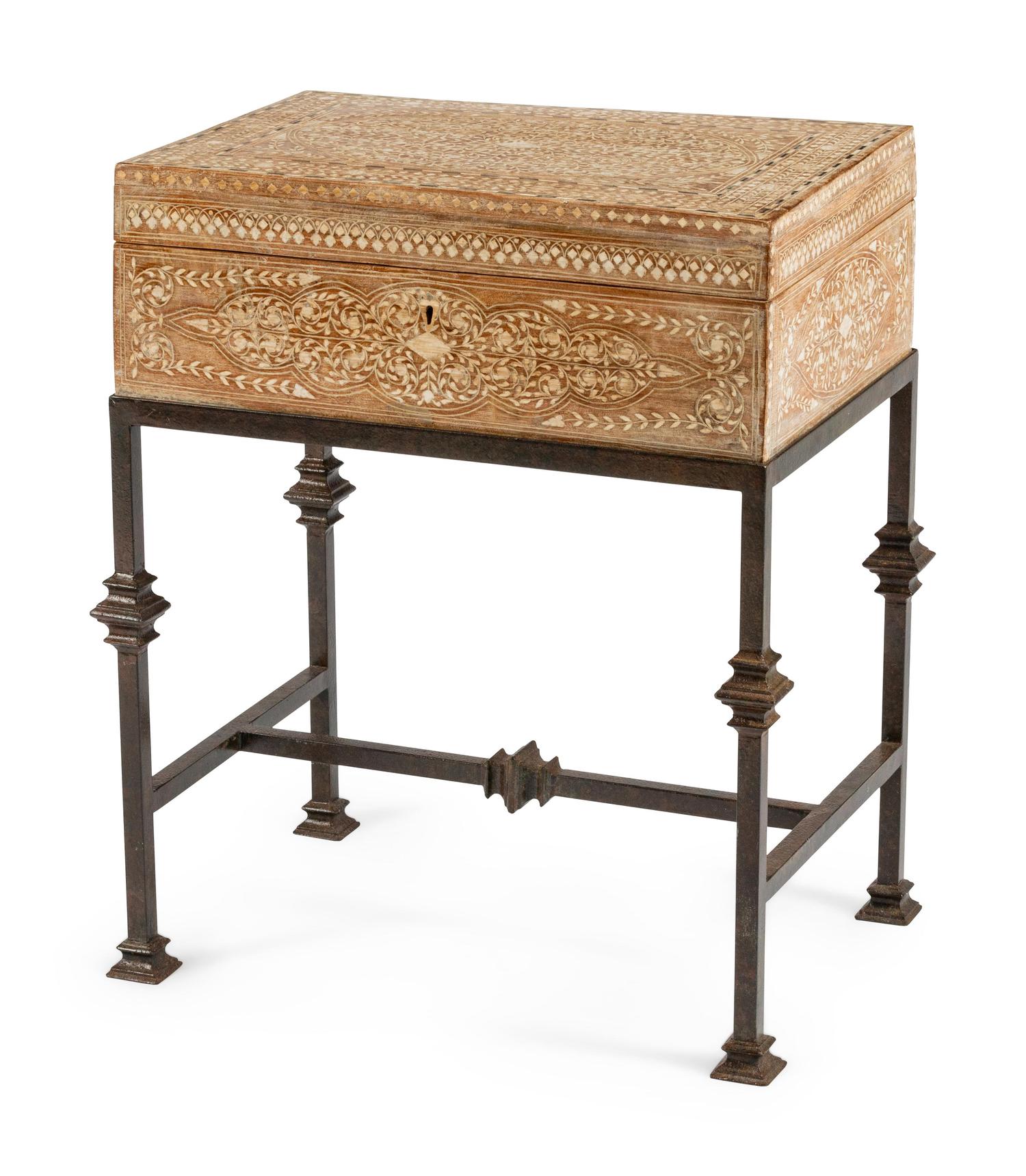 A North African Inlaid Box on a Later Stand
