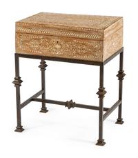 A North African Inlaid Box on a Later Stand