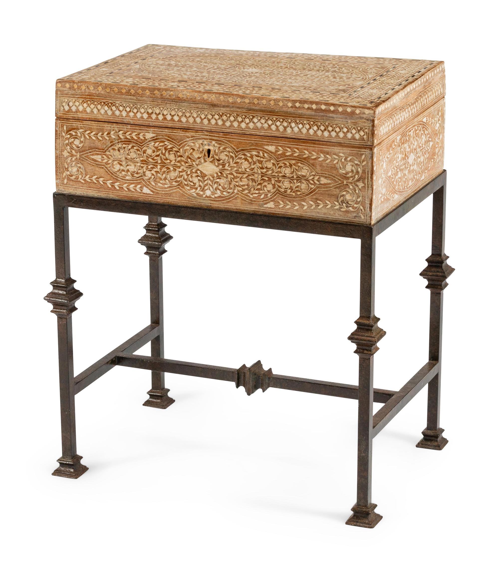 A North African Inlaid Box on a Later Stand