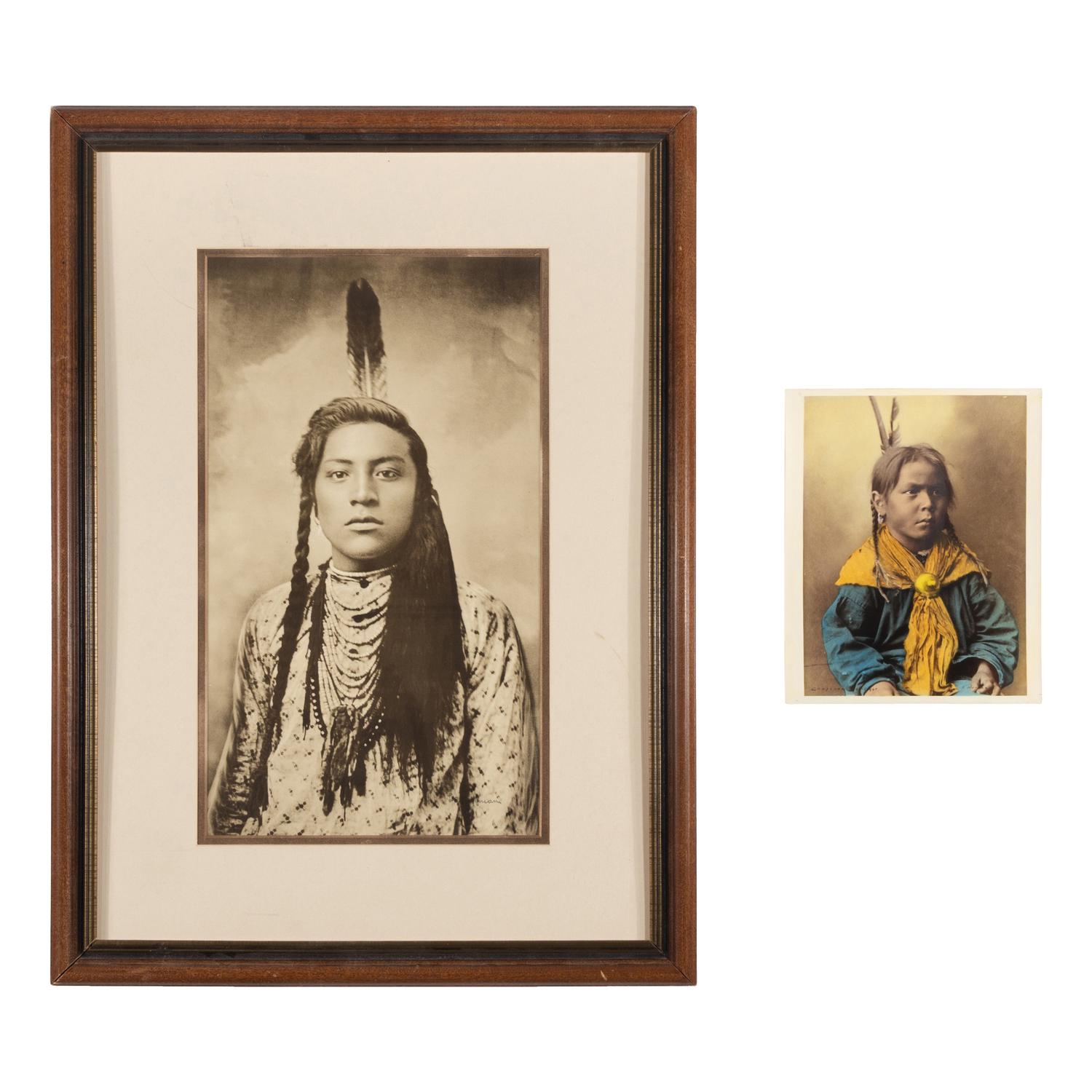 [Western Americana]. Huffman, L.A. (1854-1931), photographer. A pair of collotypes of Native American subjects.