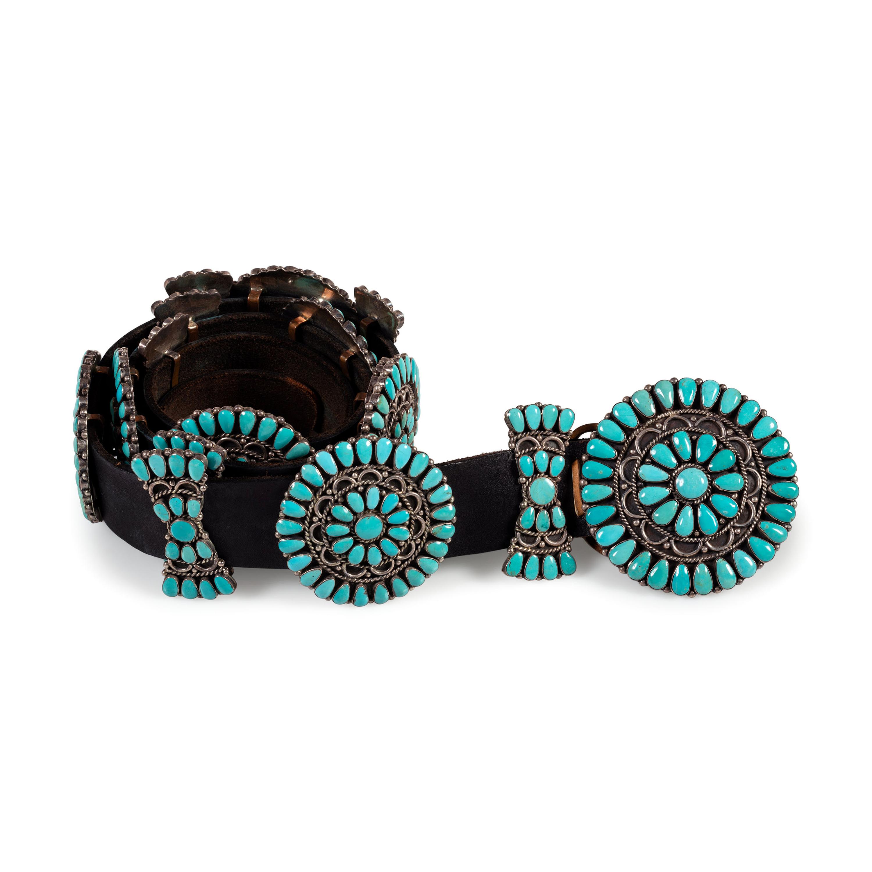 Zuni Petit Point Turquoise Concha Belt