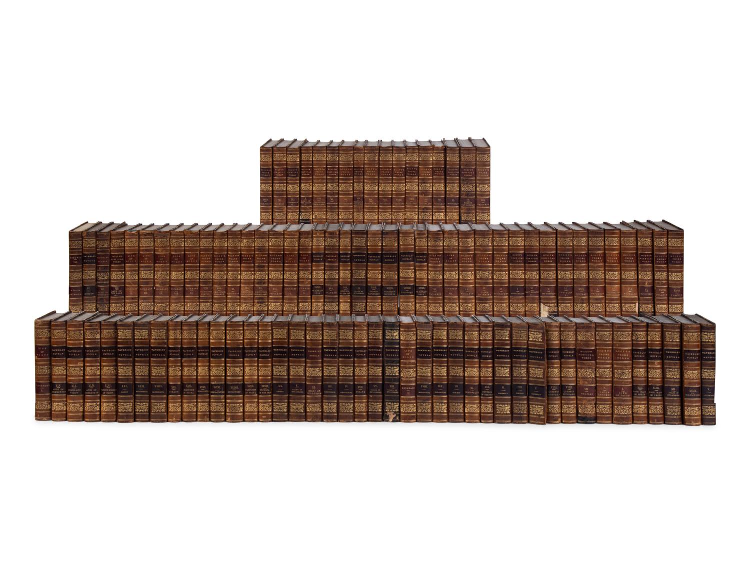 [BINDINGS]. SCOTT, Walter, Sir (1771-1832). A group of 4 sets in 99 volumes, comprising: