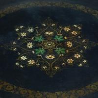 A Turkish Paint-Decorated Tray on Stand