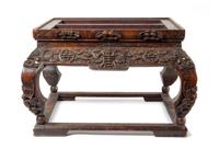 A Large Carved Hardwood Jardiniere Stand 14 1/8 x 23 x 22 1/4 inches. — 19TH/20TH CENTURY