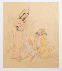 A Group of Persian Paintings on Paper various sizes.