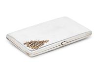 A Large Russian Silver and Gold-Charm Inset Cigarette Case