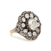 SILVER-TOPPED GOLD AND DIAMOND RING