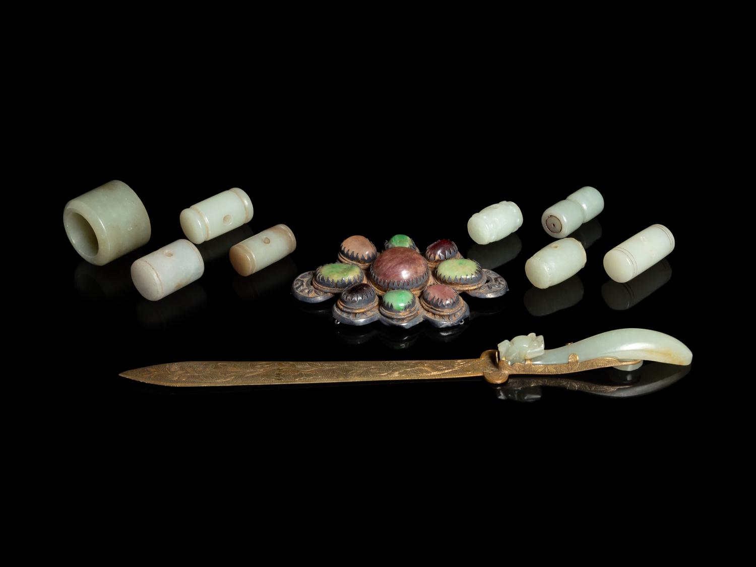 Ten Celadon Jade and Hardstone Articles