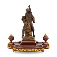A French Gilt and Patinated Bronze Mounted Marble Encrier
