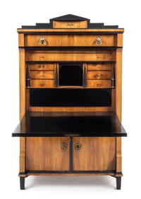 A Biedermeier Parcel Ebonized Cherry Secretary Height 63 1/4 x width 38 x depth 19 inches. — MID-19TH CENTURY