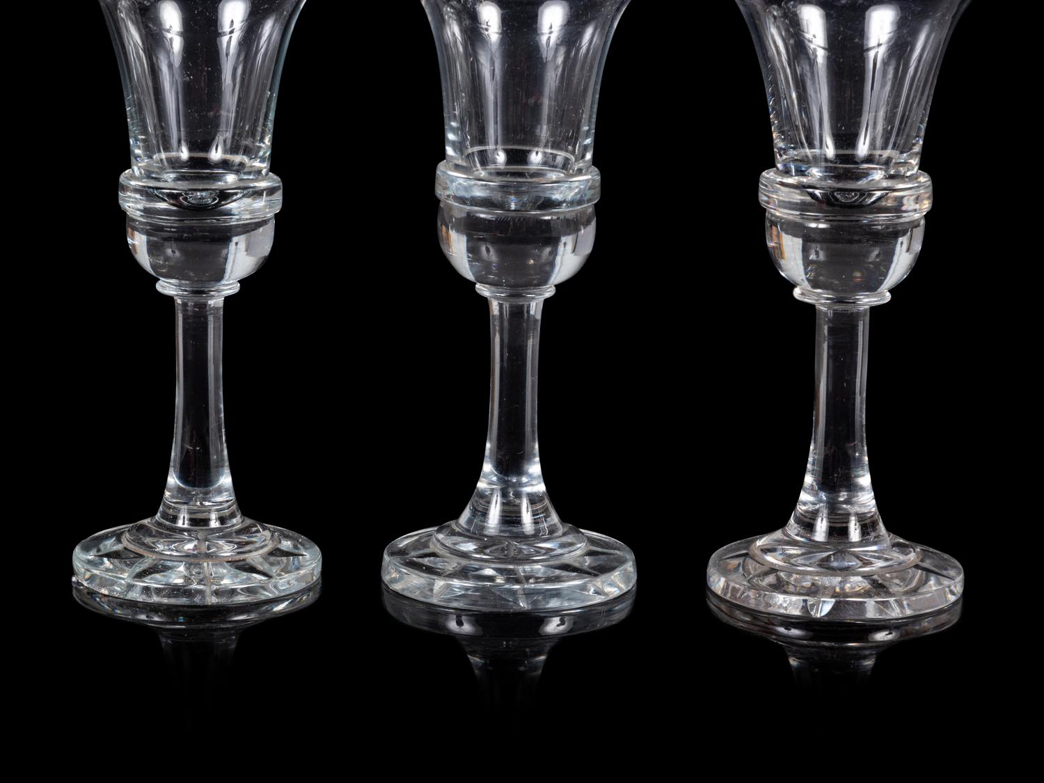 A Set of Five Trumpet-Form Wine Stems Attributed to Baccarat