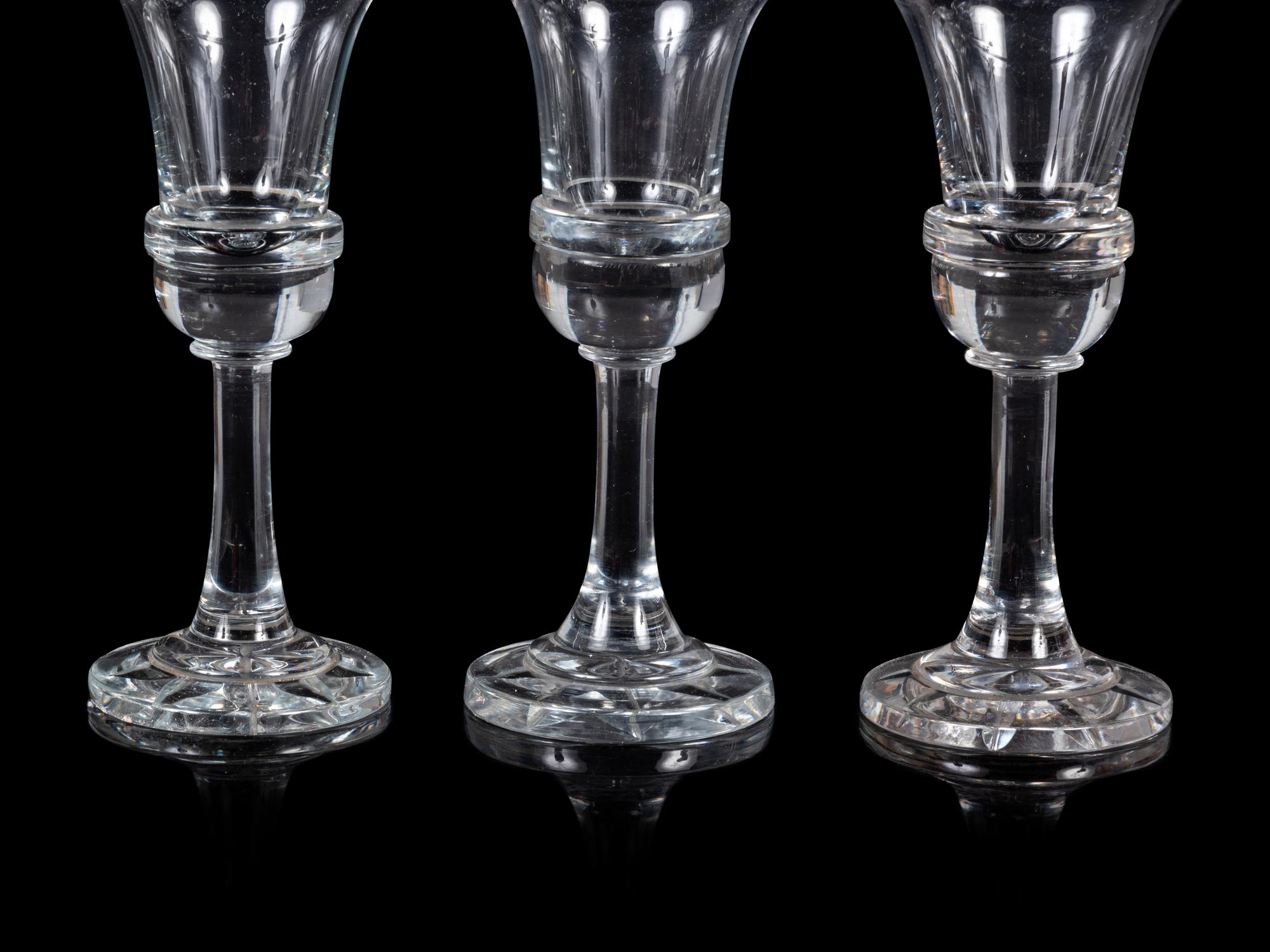 A Set of Five Trumpet-Form Wine Stems Attributed to Baccarat