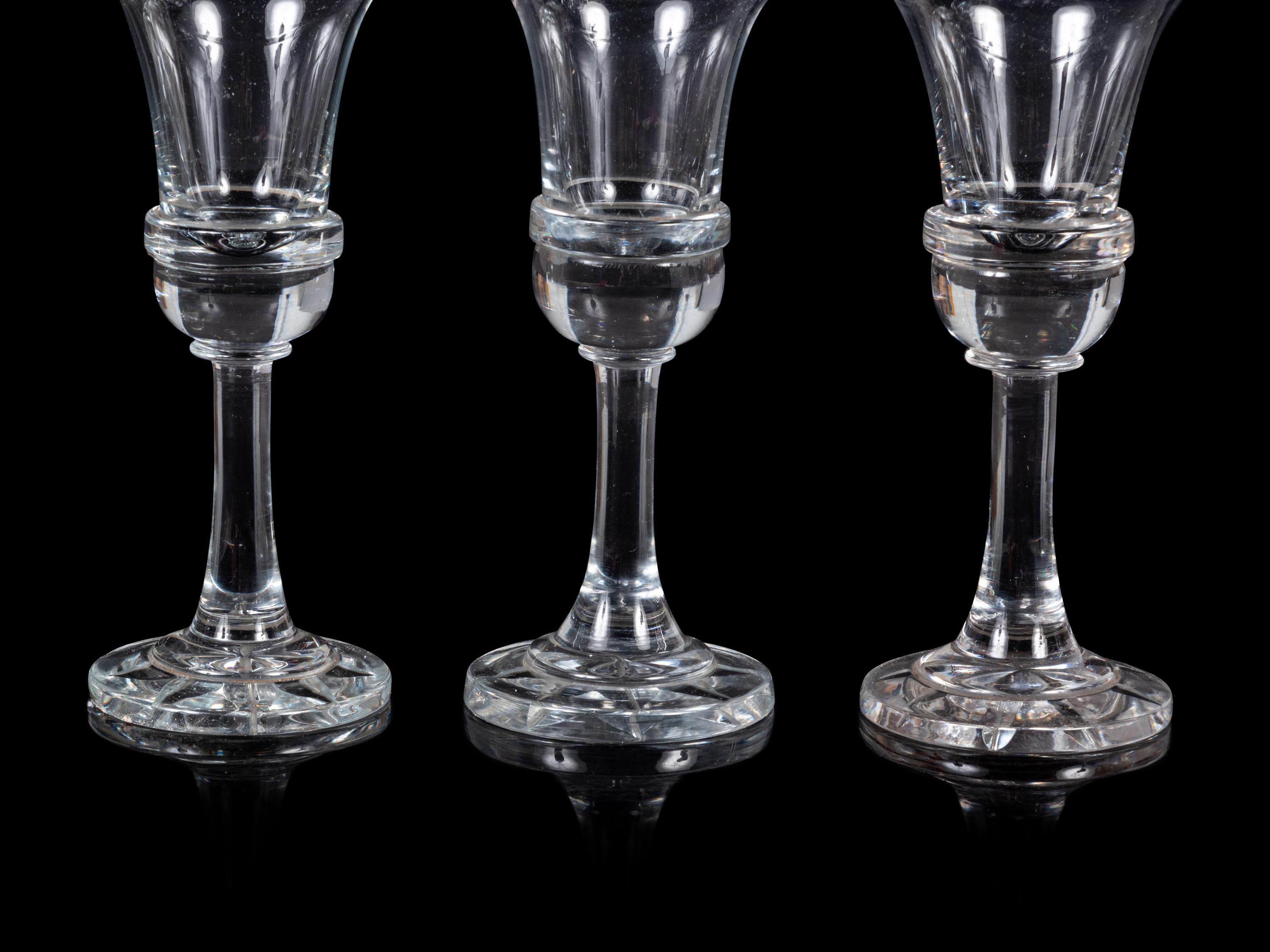 A Set of Five Trumpet-Form Wine Stems Attributed to Baccarat