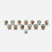 A Collection of English Hunt-Themed Sterling Silver and Enamel Place Card Holders various makers, early 20th century