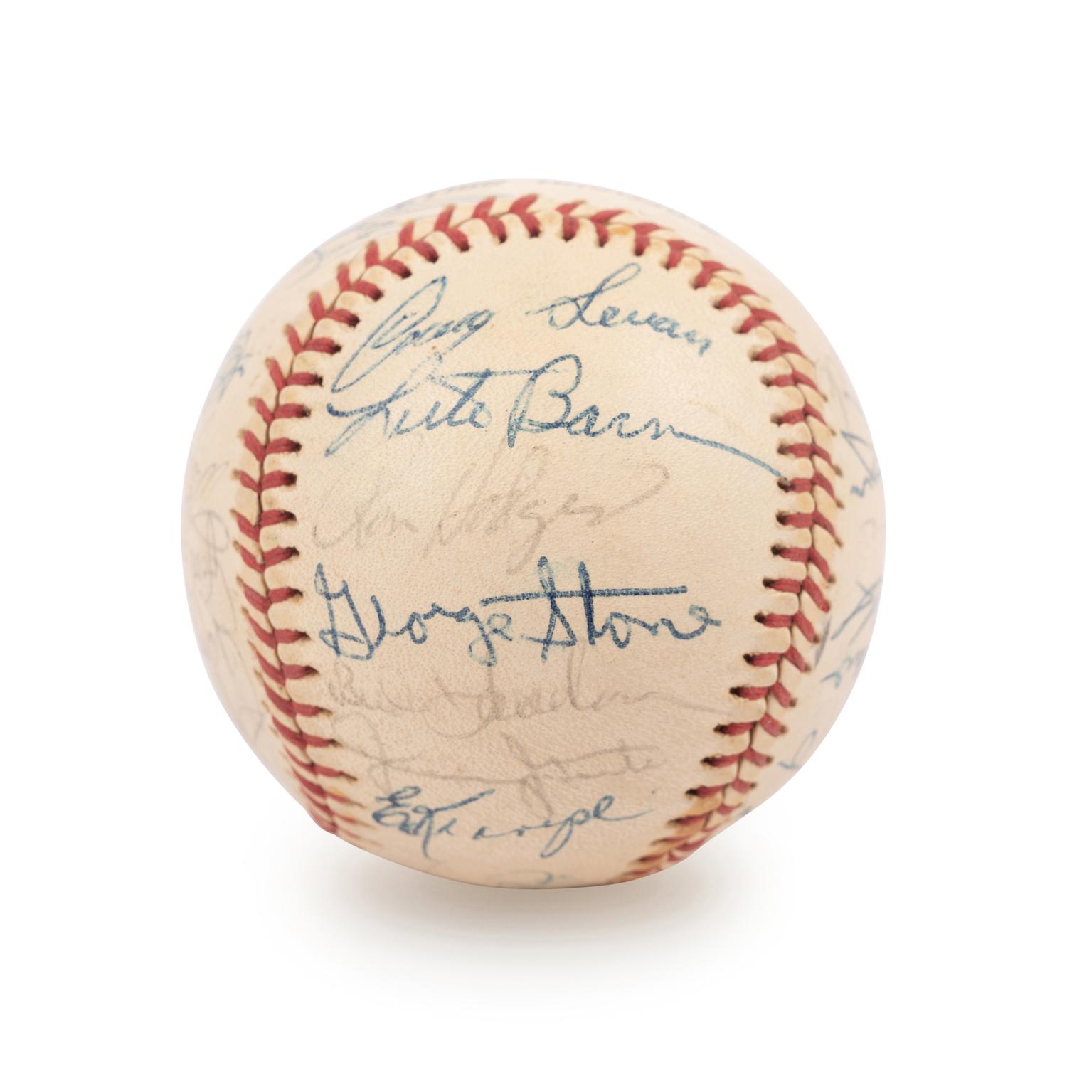 A 1973 New York Mets Team Signed Autograph Baseball (Willie Mays' Last Season, Beckett Authentication Services Letter BAS Certified)