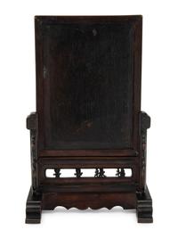 A Chinese Famille Rose Porcelain Inset 'Fu Lu Shou Xi' Table Screen