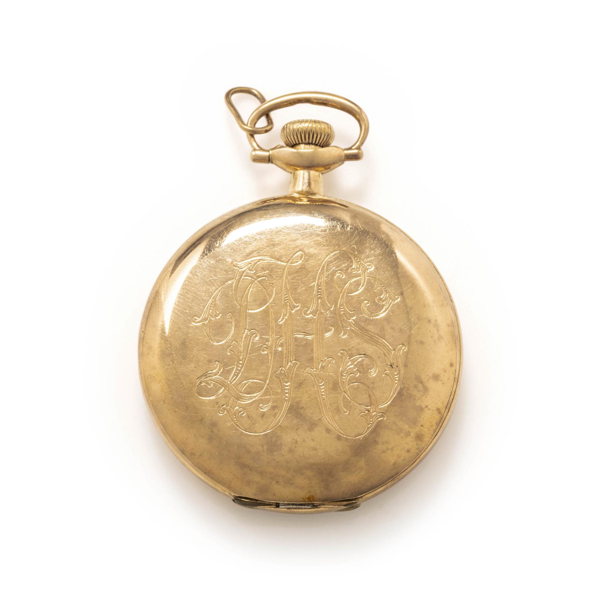 WALTHAM, 14K YELLOW GOLD HUNTER CASE POCKET WATCH