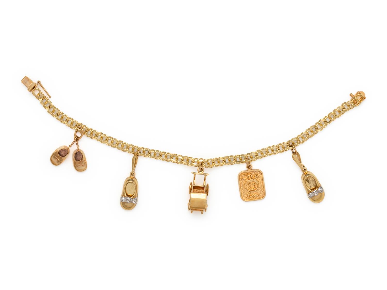 YELLOW GOLD CHARM BRACELET