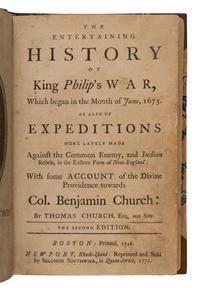 [Revere, Paul (1735-1818), engraver]. Church, Thomas (1674-1746). The Entertaining History of King Philip's War . Newport, RI: Reprinted by Solomon Southwick, 1772.