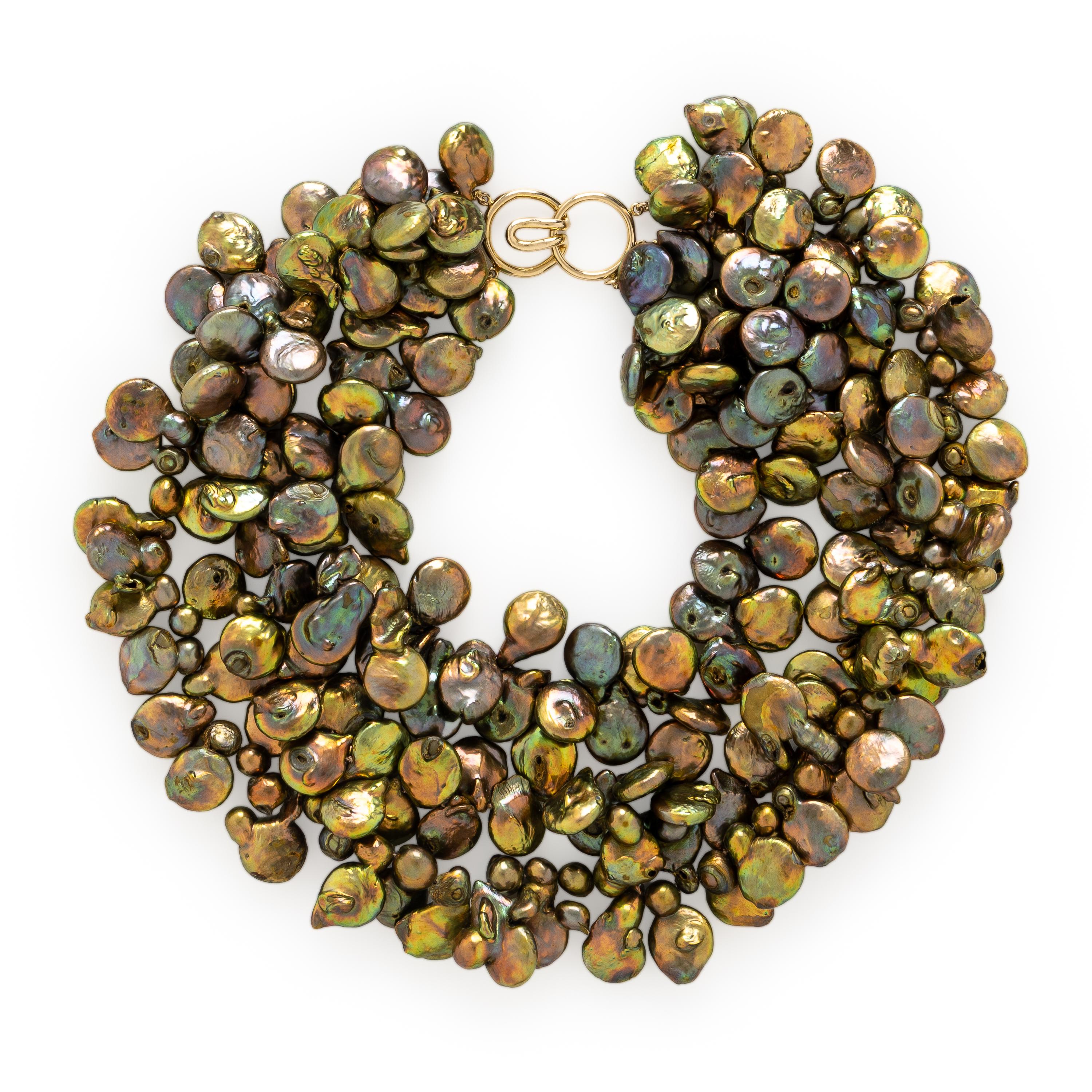 Maz, Cultured Coin Pearl Torsade Necklace