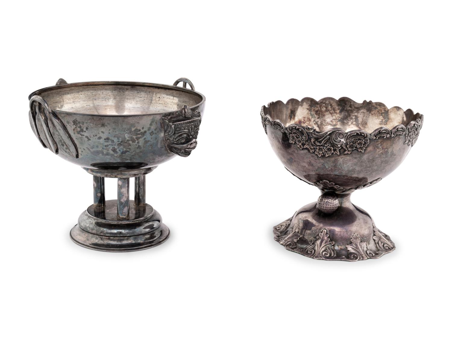Two Japanese Sterling Silver Stem Bowls