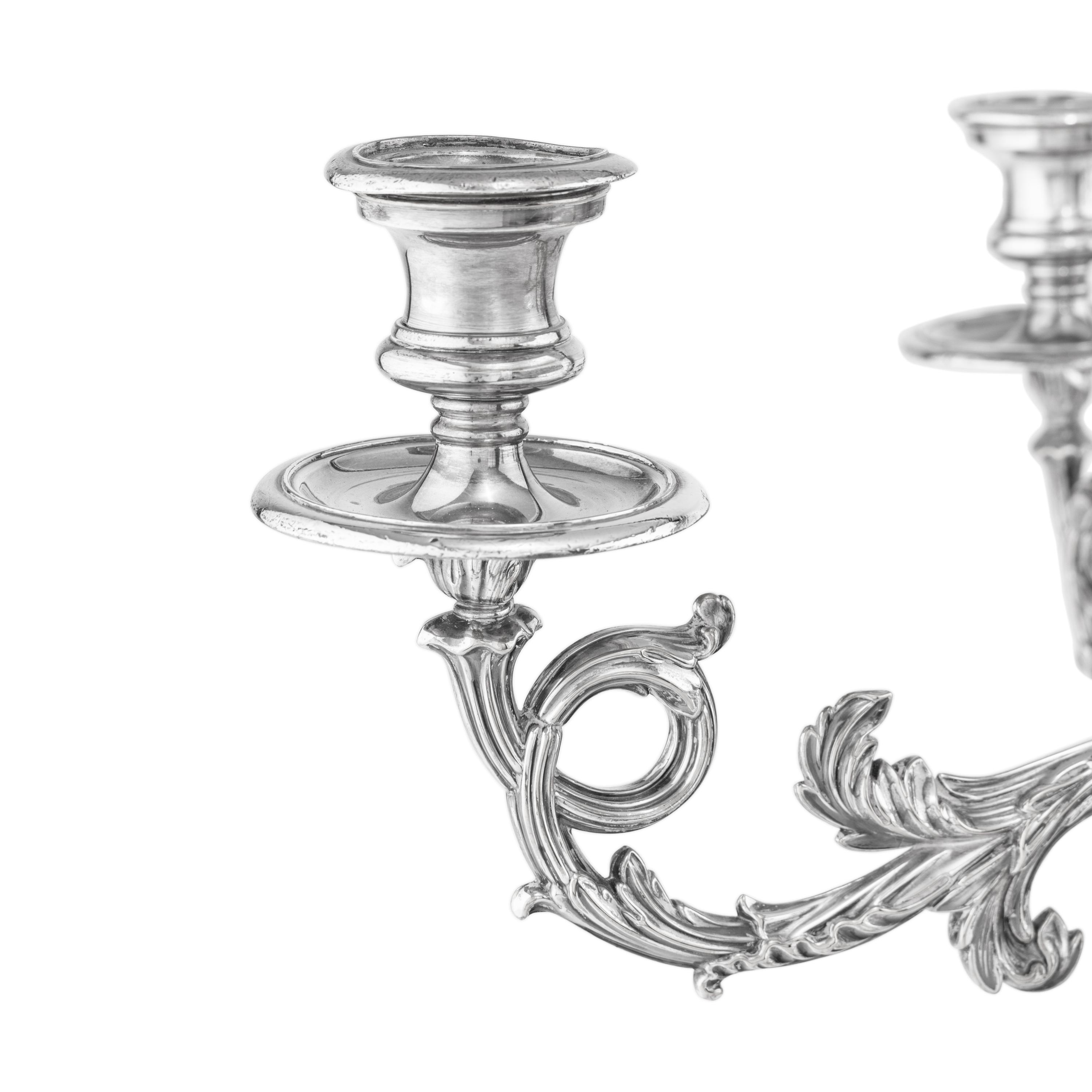 A Pair of Silver-Plate Five-Light Candelabra