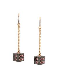 BLACK DIAMOND AND RUBY DICE EARRINGS